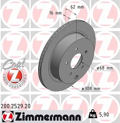 Disque de frein ZIMMERMANN 200.2529.20