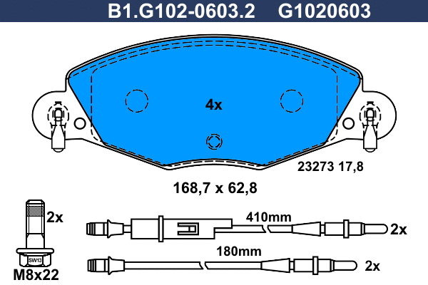 Kit de plaquettes de frein, frein à disque GALFER B1.G102-0603.2