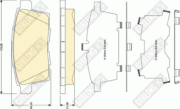 Kit de plaquettes de frein, frein à disque GIRLING 6134729