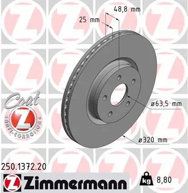 Disque de frein ZIMMERMANN 250.1372.20