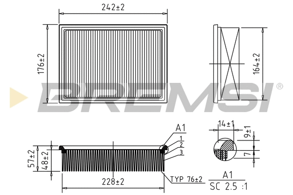 Filtre à air BREMSI FA1243