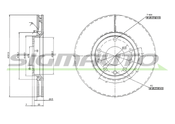 Disque de frein SIGMAUTO DBB261V