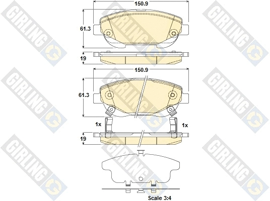 Kit de plaquettes de frein, frein à disque GIRLING 6135184