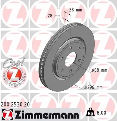 Disque de frein ZIMMERMANN 200.2530.20