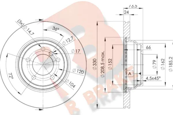 Disque de frein R BRAKE 78RBD24645