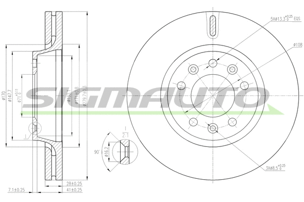 Disque de frein SIGMAUTO DBB601V