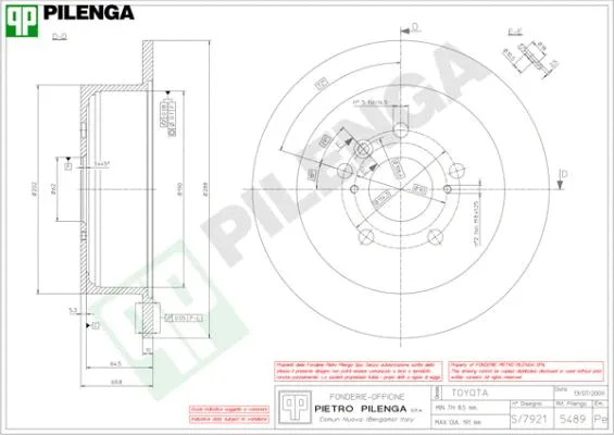 Disque de frein PILENGA 5489