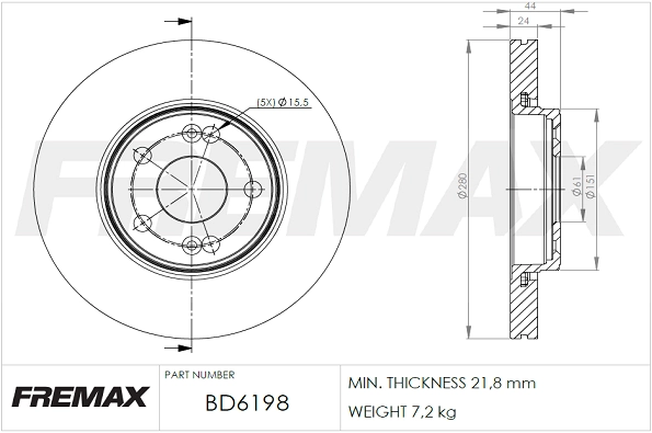 Disque de frein FREMAX BD-6198