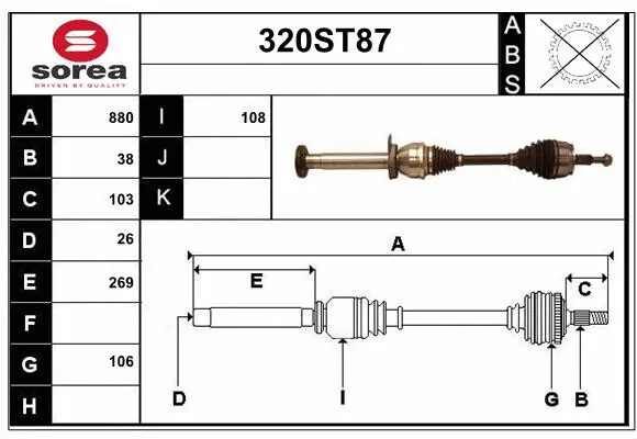 Arbre de transmission STARTCAR 320ST87