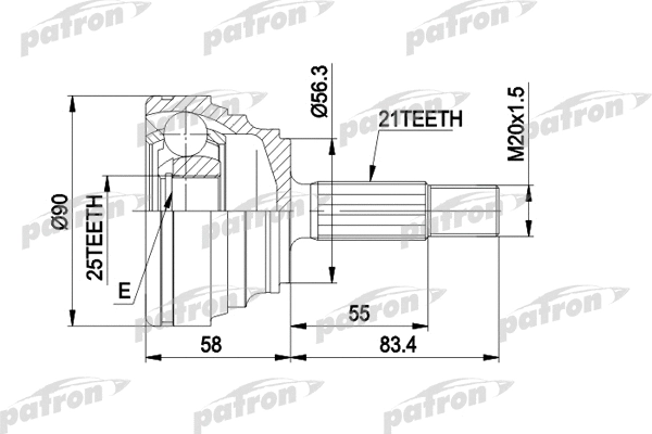 Jeu de joints, arbre de transmission PATRON PCV1204