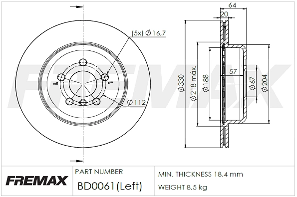 Disque de frein FREMAX BD-0061