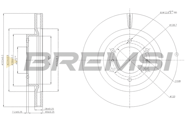 Disque de frein BREMSI CD7757V