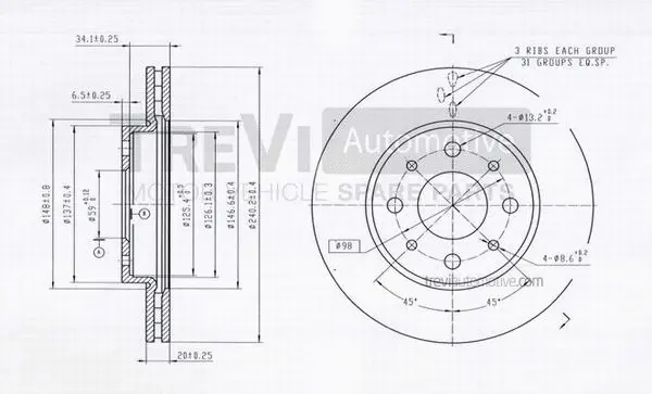 Disque de frein TREVI AUTOMOTIVE BD1143