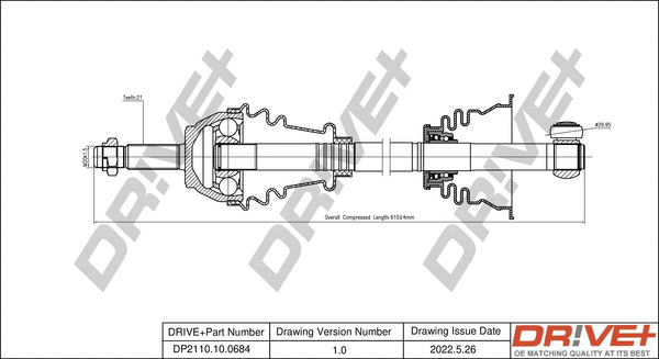 Arbre de transmission Dr!ve+ DP2110.10.0684
