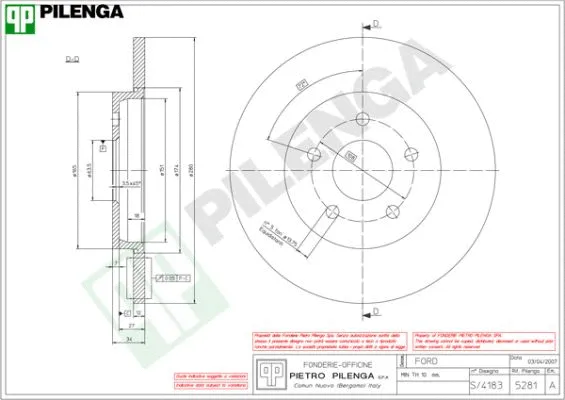 Disque de frein PILENGA 5281