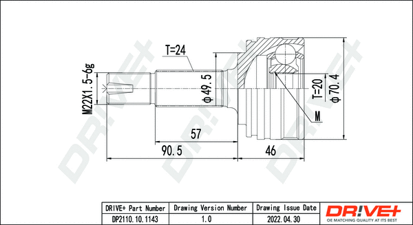 Jeu de joints, arbre de transmission Dr!ve+ DP2110.10.1143