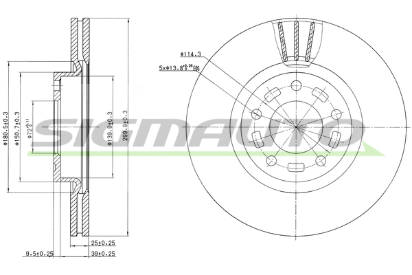 Disque de frein SIGMAUTO DBB312V