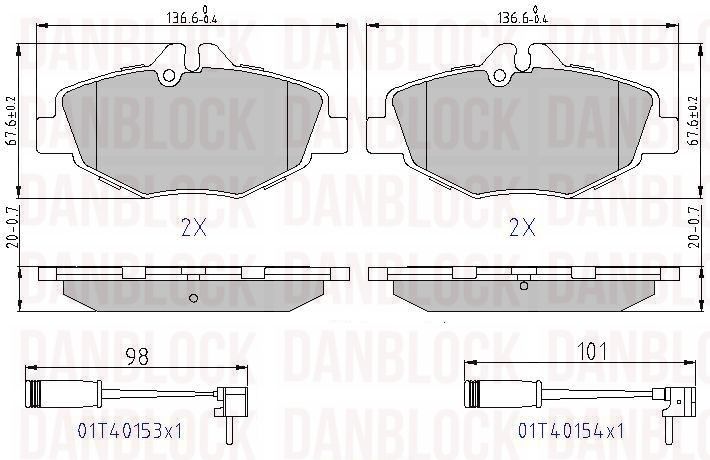Kit de plaquettes de frein, frein à disque DANBLOCK DB 510837