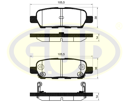 Kit de plaquettes de frein, frein à disque G.U.D. GBP880108