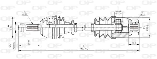 Arbre de transmission OPEN PARTS DRS6021.00