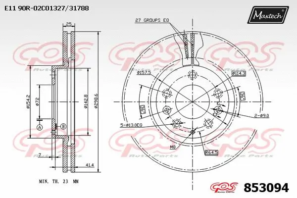 Disque de frein MAXTECH 853094