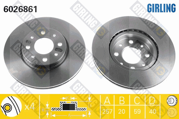 Disque de frein GIRLING 6026861