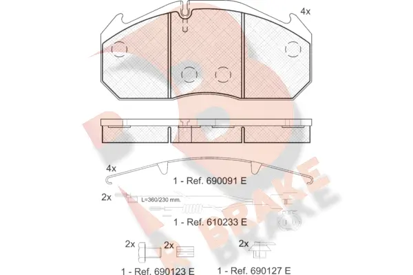 Kit de plaquettes de frein, frein à disque R BRAKE RB1040-114