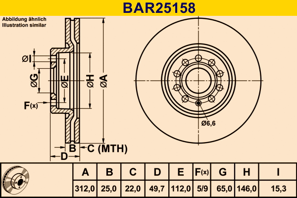 Disque de frein BARUM BAR25158