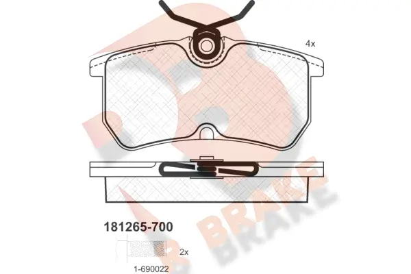 Kit de plaquettes de frein, frein à disque R BRAKE RB1265-700