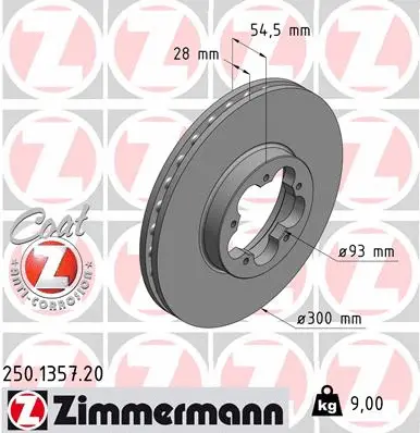 Disque de frein ZIMMERMANN 250.1357.20