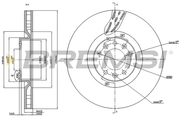 Disque de frein BREMSI CD7319V