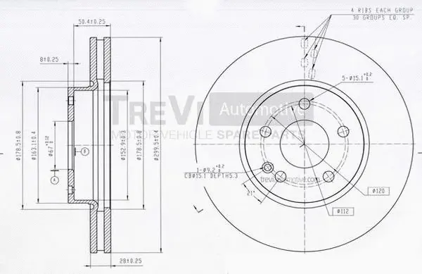 Disque de frein TREVI AUTOMOTIVE BD1138