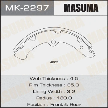 Jeu de mâchoires de frein MASUMA MK-2297
