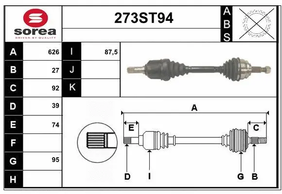 Arbre de transmission STARTCAR 273ST94