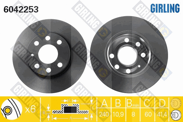 Disque de frein GIRLING 6042253