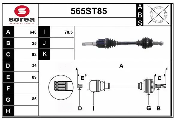 Arbre de transmission STARTCAR 565ST85