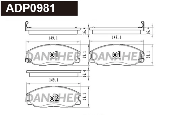 Kit de plaquettes de frein, frein à disque DANAHER ADP0981