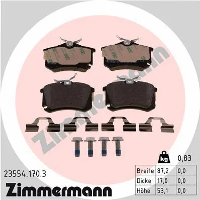 Kit de plaquettes de frein, frein à disque ZIMMERMANN 23554.170.3