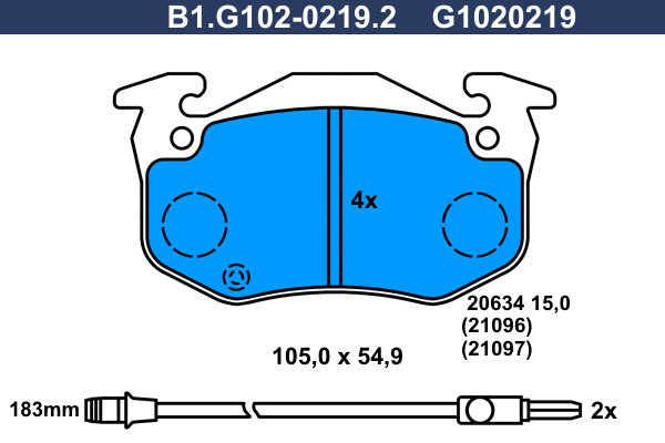 Kit de plaquettes de frein, frein à disque GALFER B1.G102-0219.2