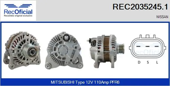 Alternateur RECOFICIAL REC2035245.1