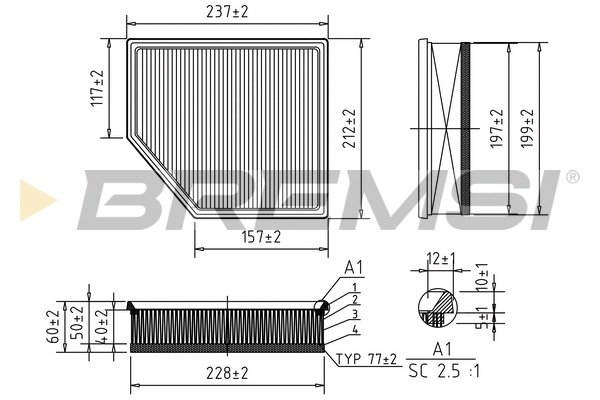Filtre à air BREMSI FA1036