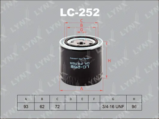 Filtre à huile LYNXAUTO LC-252