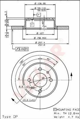 Disque de frein VILLAR 628.1564