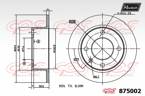 Disque de frein MAXTECH 875002