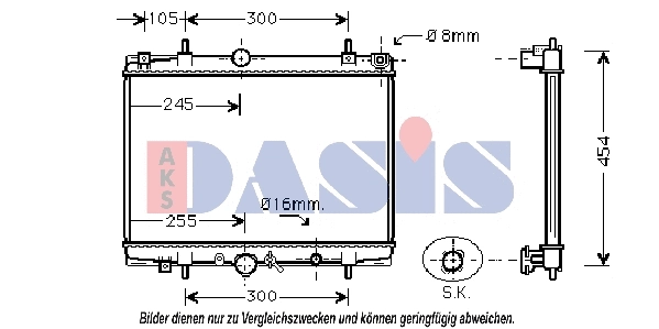 Radiateur, refroidissement du moteur AKS DASIS 161830N