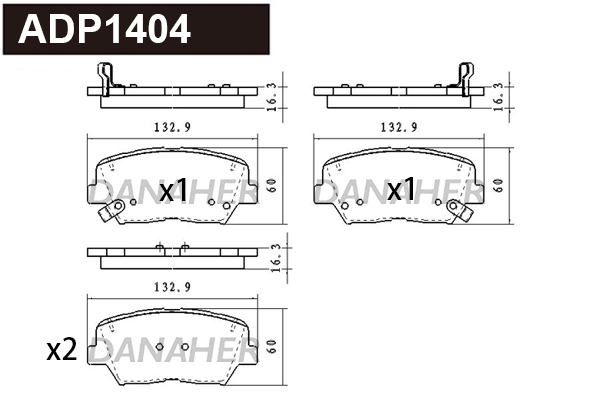 Kit de plaquettes de frein, frein à disque DANAHER ADP1404