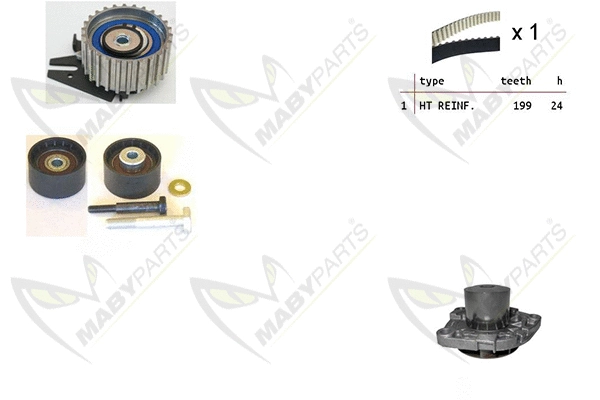 Pompe à eau + kit de courroie crantée MABYPARTS OBKWP0060
