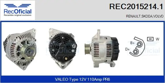 Alternateur RECOFICIAL REC2015214.1