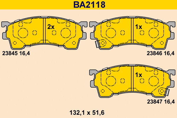 Kit de plaquettes de frein, frein à disque BARUM BA2118