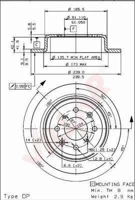 Disque de frein VILLAR 628.1484